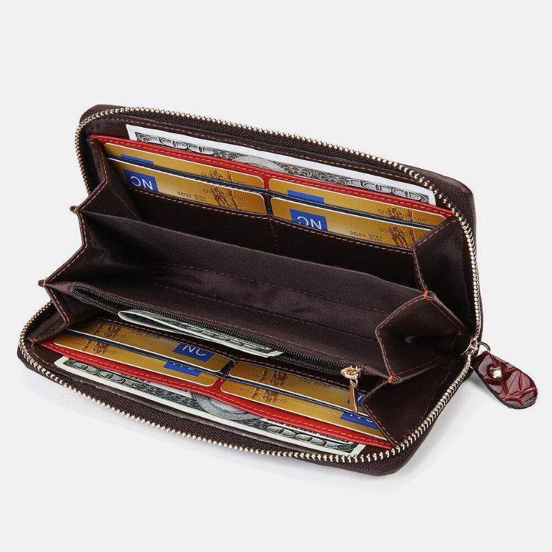 Kvinder Ægte Læder Patchwork Vintage Tegnebog Pung Clutches Taske