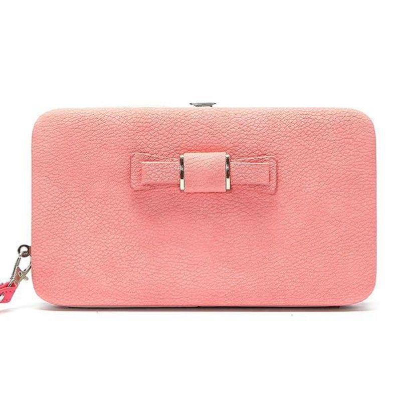 Kvinder Candy Color Bowkot 5.5 Tommer Telefon Tegnebøger Sag Hasp Lang Pung Clutches