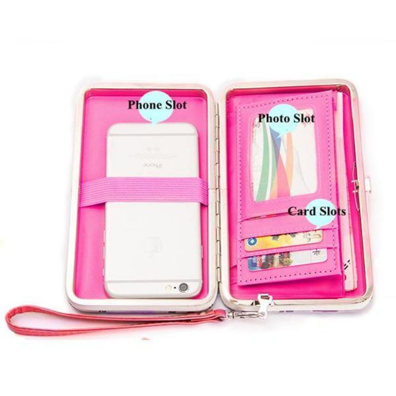 Kvinder Candy Color Bowkot 5.5 Tommer Telefon Tegnebøger Sag Hasp Lang Pung Clutches