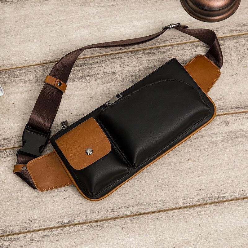 Mænd Imiteret Læder Retro Business Casual Multi-Bære Taljetaske Brysttaske Sling Bag