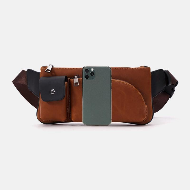 Mænd Imiteret Læder Retro Business Casual Multi-Bære Taljetaske Brysttaske Sling Bag