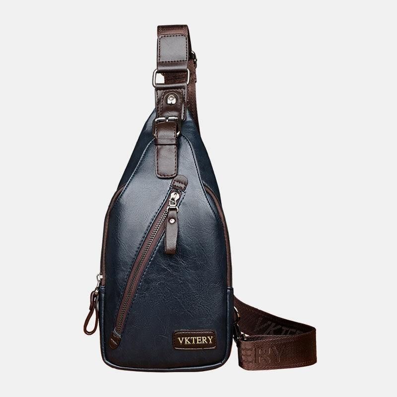 Mænd Imiteret Læder Retro Forretningsrejse Brysttaske Crossbody Taske