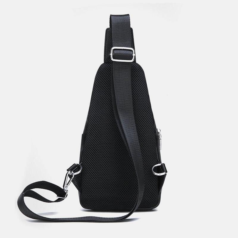 Mænd Koskind Ægte Læder Multi-Lomme Dobbelt Lynlås Åndbar Retro Brysttasker Crossbody Taske Skulder