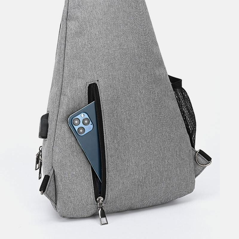 Mænd Multifunktion Vandtæt Usb Opladelig Hovedtelefon Hul Brysttasker Rygsæk Skuldertaske Crossbody Tasker