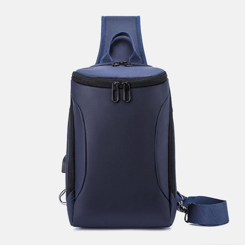 Mænd Oxford Usb-Opladning Anti-Tyveri Brysttaske Alsidig Stor Kapacitet Vandtæt Nat Reflekterende Strip Design Crossbody Tasker