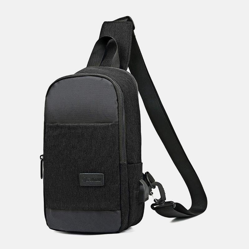 Mænd Oxford Vandtæt Usb-Opladningsbrysttaske Med Stor Kapacitet Messenger Crossbody-Taske