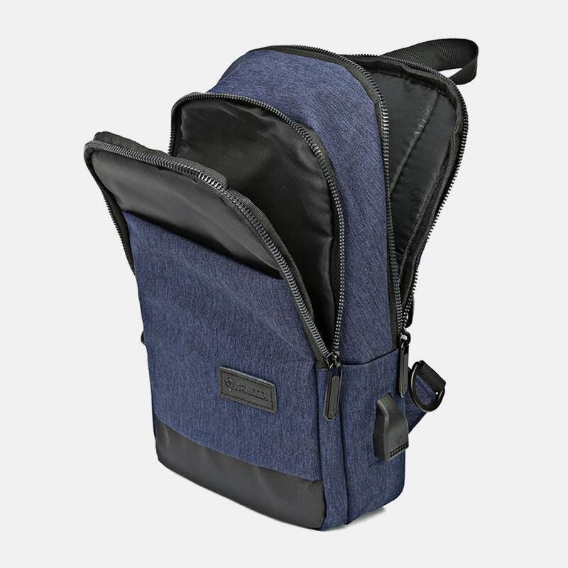 Mænd Oxford Vandtæt Usb-Opladningsbrysttaske Med Stor Kapacitet Messenger Crossbody-Taske