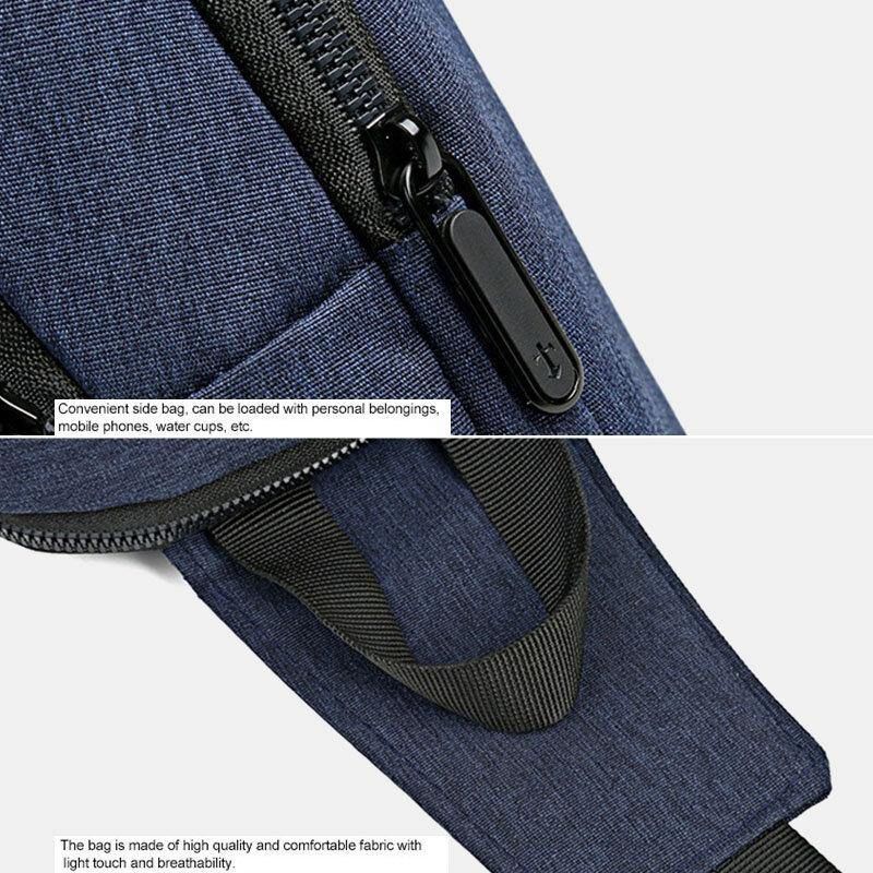 Mænd Oxford Vandtæt Usb-Opladningsbrysttaske Med Stor Kapacitet Messenger Crossbody-Taske