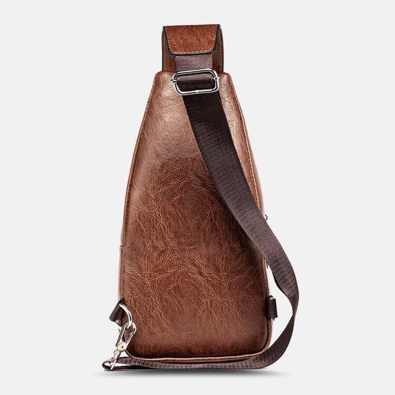 Mænd Pu Læder Multifunktionel Stor Kapacitet Vandtæt 6.5 Tommer Telefontaske Brysttaske Crossbody Tasker