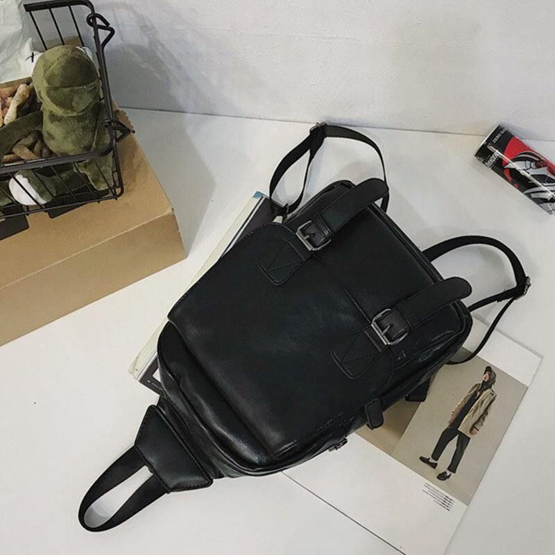 Mænd Retro Øretelefon Hul Multi-Bære Usb Opladning Multi-Layers Vandtæt Crossbody Taske Bryst Bag Sling Bag