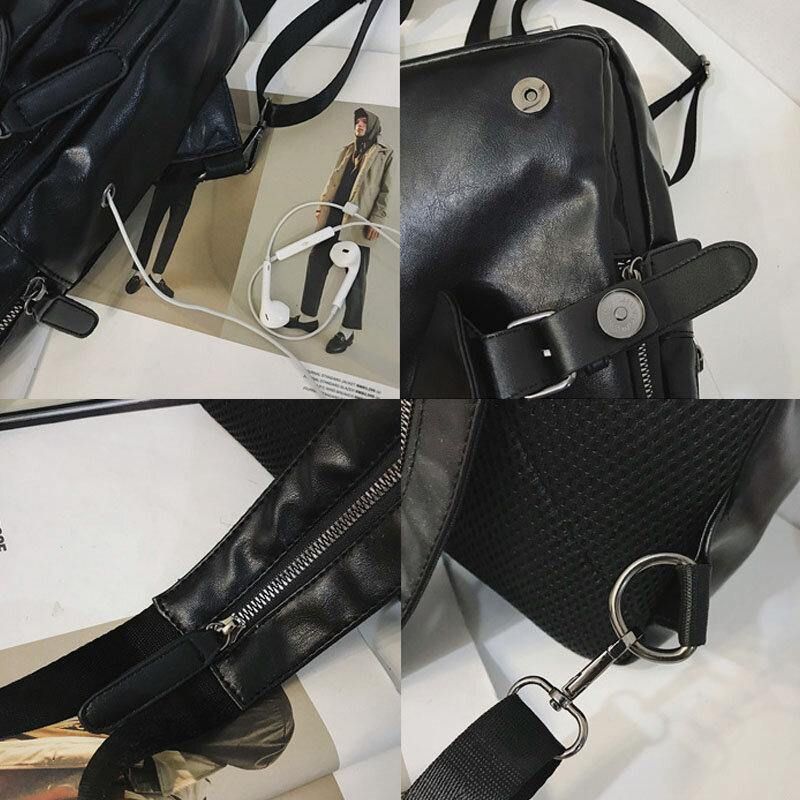 Mænd Retro Øretelefon Hul Multi-Bære Usb Opladning Multi-Layers Vandtæt Crossbody Taske Bryst Bag Sling Bag