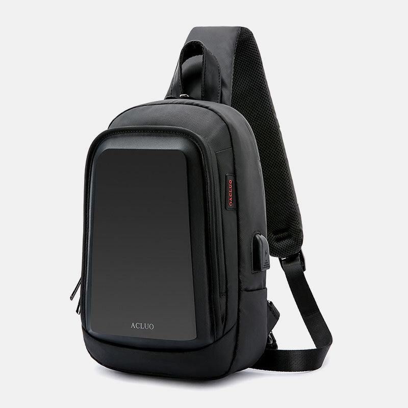 Mænd Usb-Opladning Vandtæt Brysttaske Casual Aftagelig Skulderrem Åndbar Crossbody-Tasker Skuldertaske