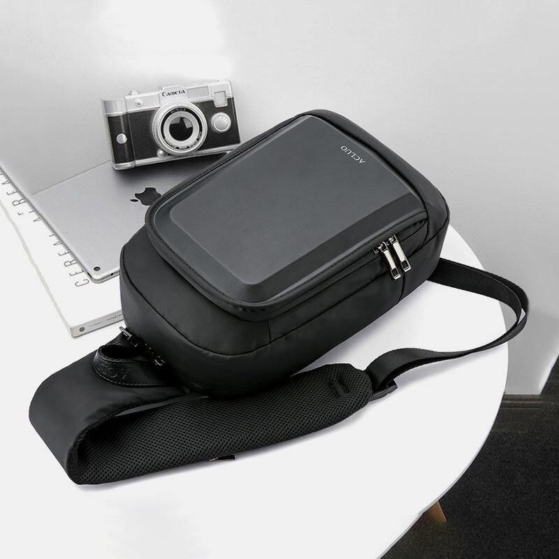 Mænd Usb-Opladning Vandtæt Brysttaske Casual Aftagelig Skulderrem Åndbar Crossbody-Tasker Skuldertaske