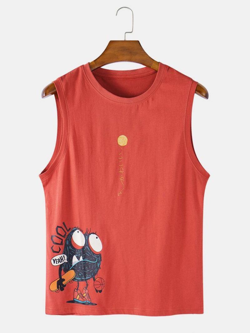 Bomuld Tegneserie Print Ærmeløse Afslappede Tanktops