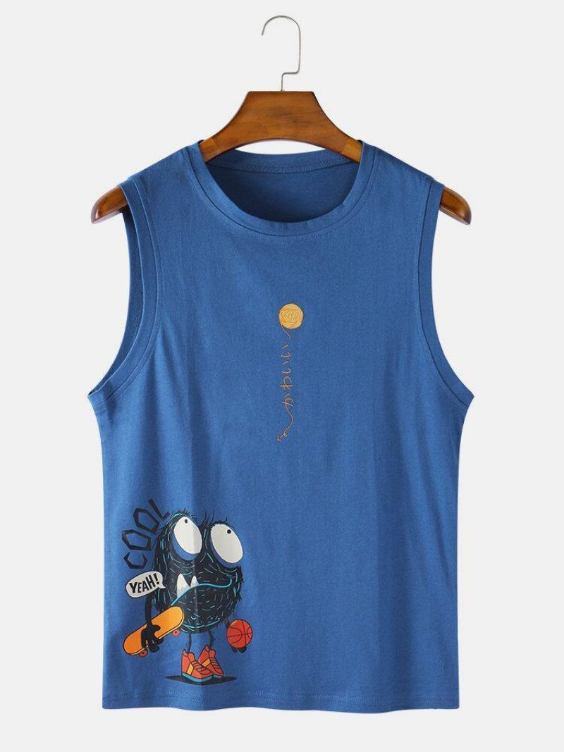 Bomuld Tegneserie Print Ærmeløse Afslappede Tanktops