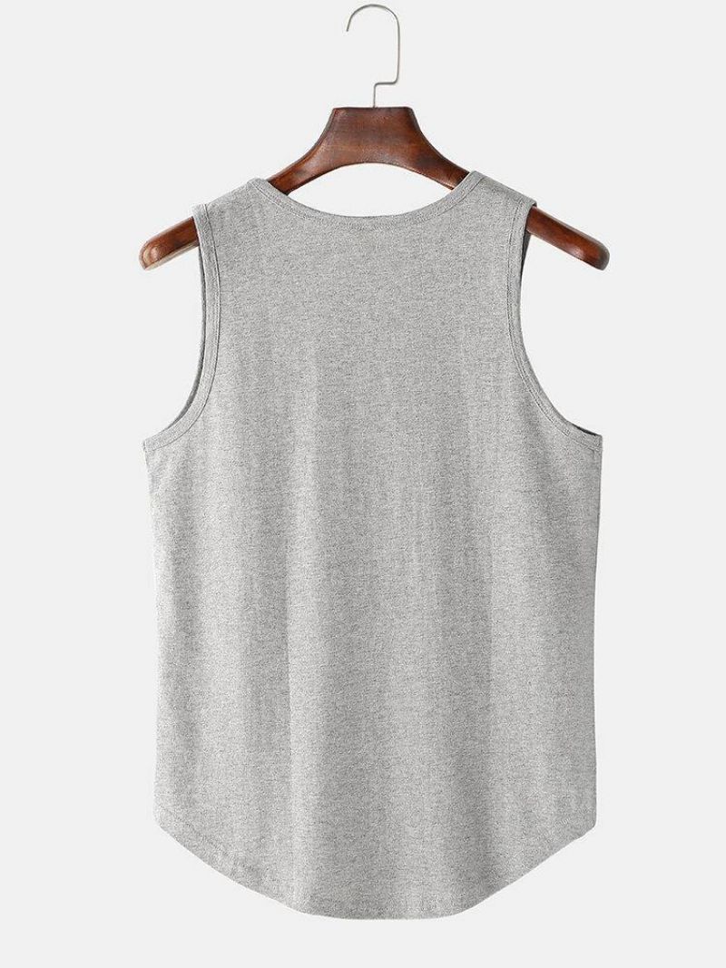 Mænds Ensfarvede Ærmeløse Afslappede Tanktops