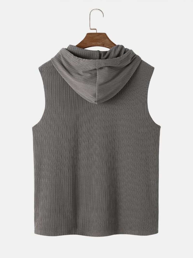 Mænds Ensfarvede Hættefri Ærmeløs Tanktop