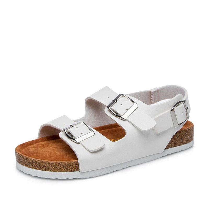 Kvinder Casual Ensfarvet Dual Spænde Strap Slingback Beach Cork Sandaler