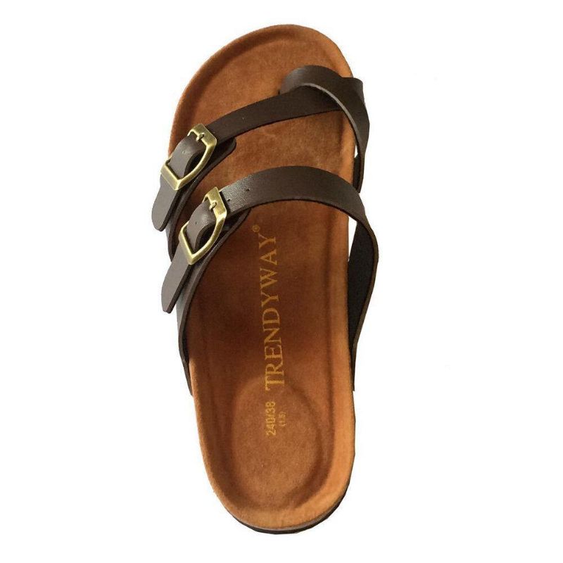 Kvinder Dobbelt Spænde Strop Comfy Beach Flip Flops Kork Flade Sandaler