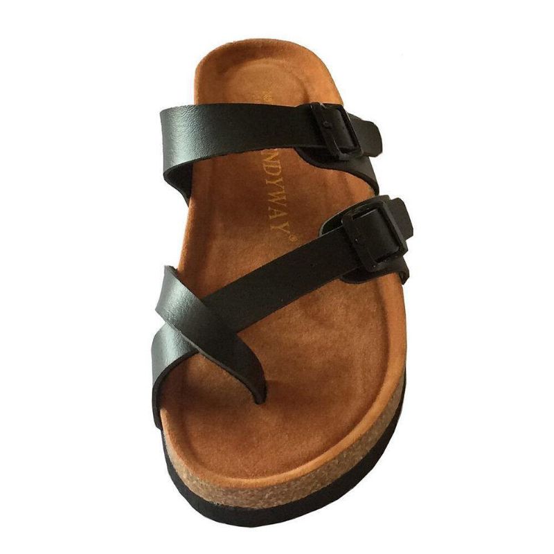 Kvinder Dobbelt Spænde Strop Comfy Beach Flip Flops Kork Flade Sandaler