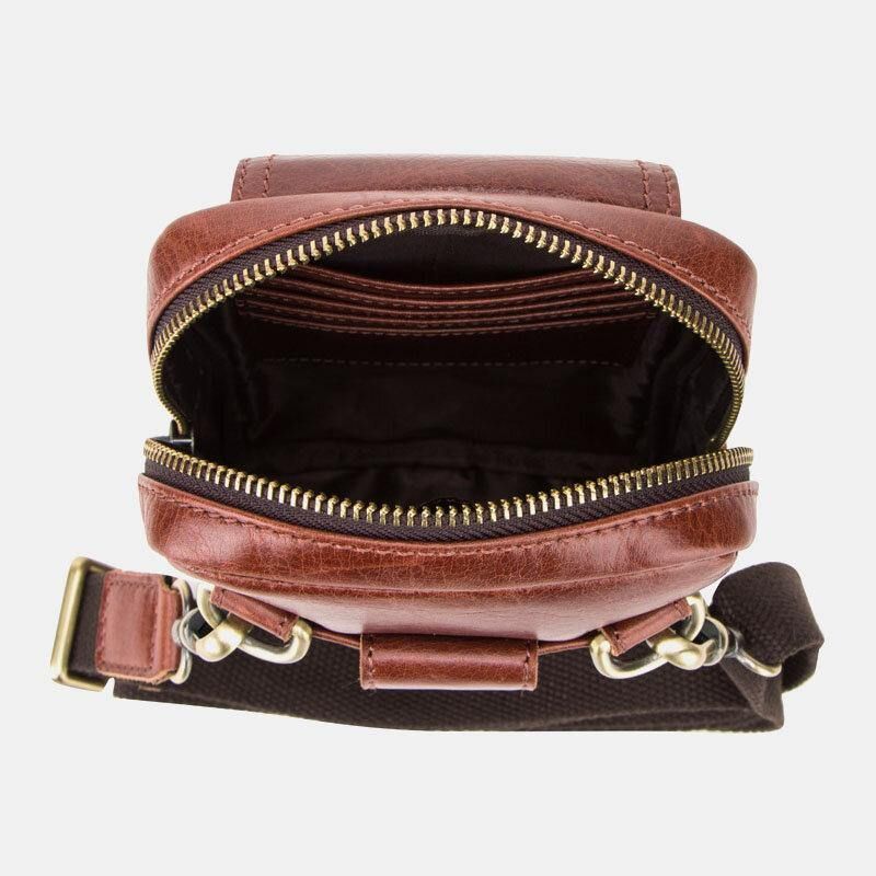 Mænd Ægte Læder Retro Mode 5.8 Tommer Telefontaske Multi-Bære Crossbody Taske Taljetaske