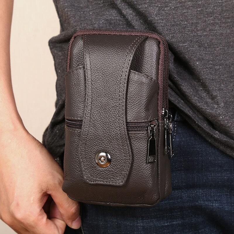 Mænd Holdbar Klap Magnetisk Knapdesign Taljetaske Åndbar Smagløs Bæltetaske 6.5 Tommer Telefontaske Crossbody-Tasker Med Skulderrem