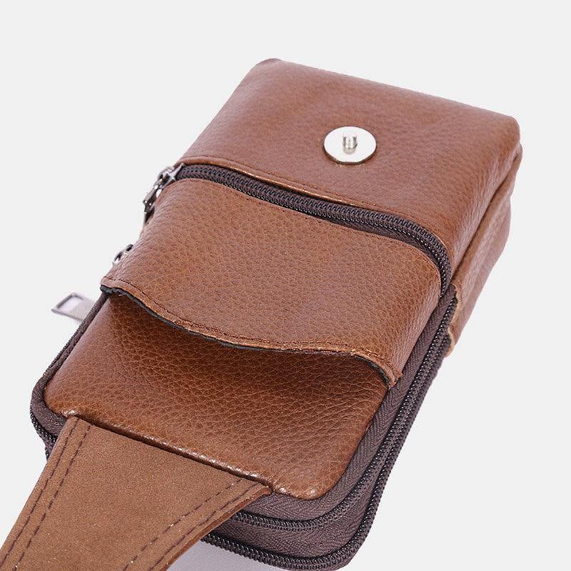 Mænd Holdbar Klap Magnetisk Knapdesign Taljetaske Åndbar Smagløs Bæltetaske 6.5 Tommer Telefontaske Crossbody-Tasker Med Skulderrem