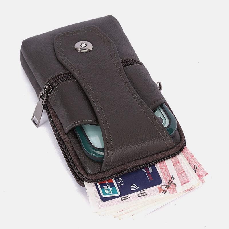 Mænd Holdbar Klap Magnetisk Knapdesign Taljetaske Åndbar Smagløs Bæltetaske 6.5 Tommer Telefontaske Crossbody-Tasker Med Skulderrem