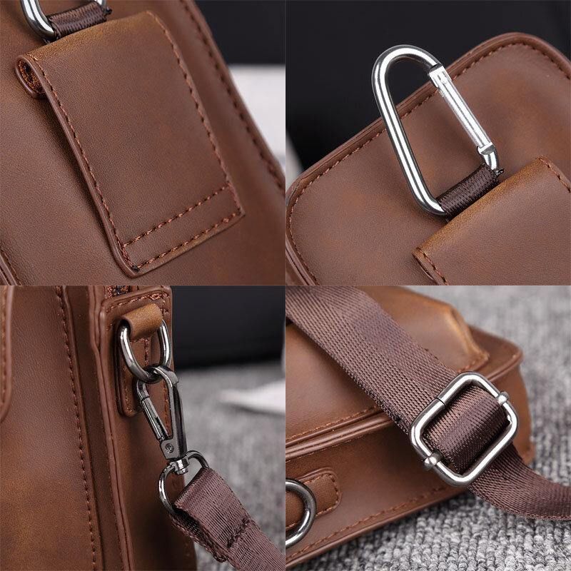 Mænd Imiteret Læder Mini Casual Multi-Bære Talje Hængende 6.3 Tommer Telefontaske Skulder Crossbody Taske Med Bælteløkke