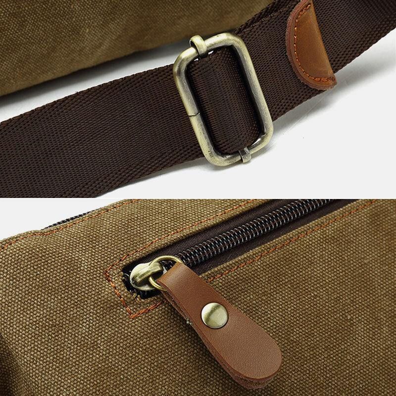 Mænd Lærred Taljetaske Multifunktionel Hasp Pocket Outdoor Casual Brysttaske Skuldertaske