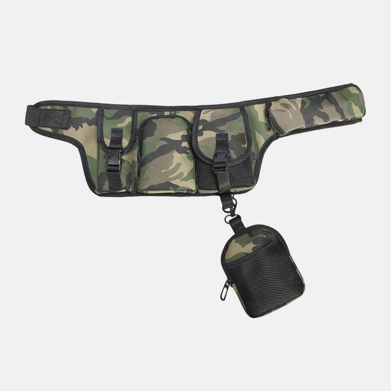 Unisex Hip-Hop Stil Camouflage Street Mode Udendørs Multi-Pocket Bullet Bag Taljetaske Brysttaske