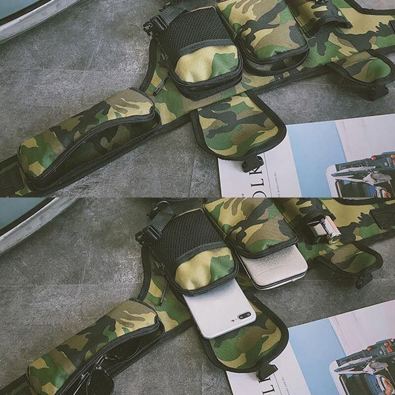 Unisex Hip-Hop Stil Camouflage Street Mode Udendørs Multi-Pocket Bullet Bag Taljetaske Brysttaske