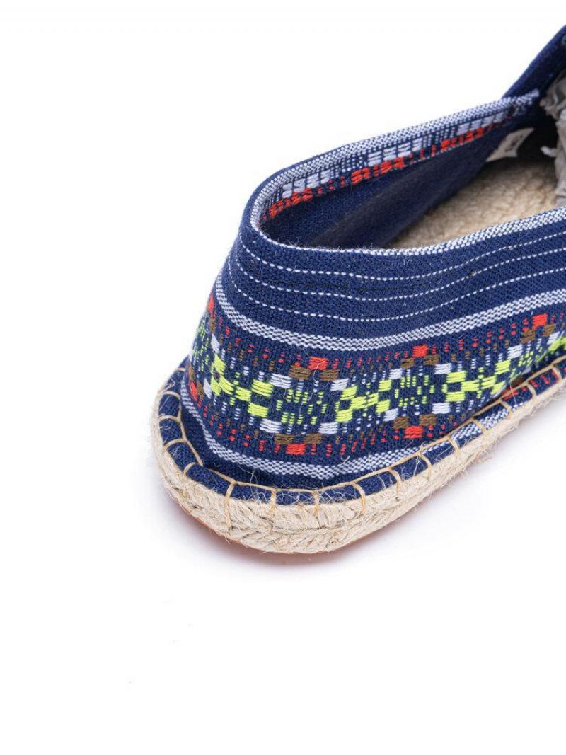 Etnisk Splejsning Farverigt Stribet Linned Behagelig Åndbar Slip On Casual Espadrille Flade Sko