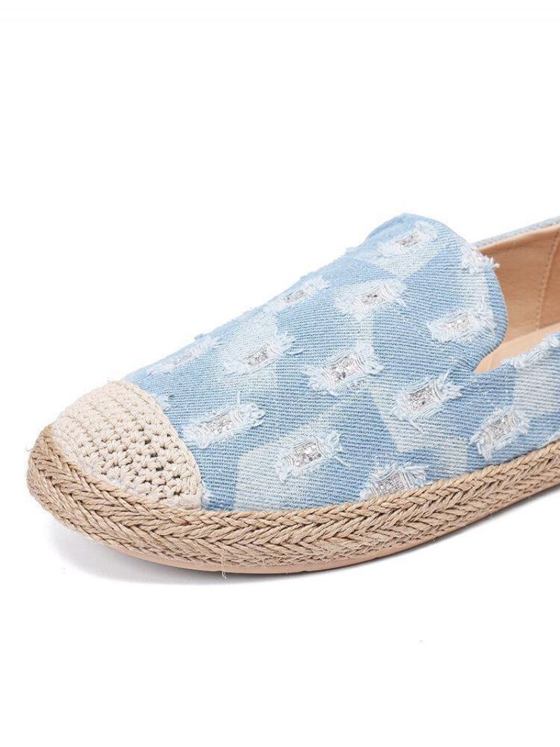 Kvinder Comfy Denim Ripped Design Espadrilles Flade Sko Loafers