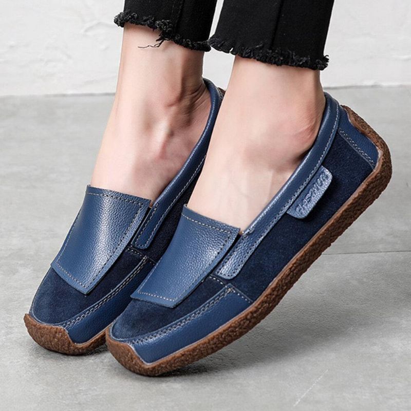 Kvinder Comfy Læder Splejsning Bløde Slip On Flat Loafers