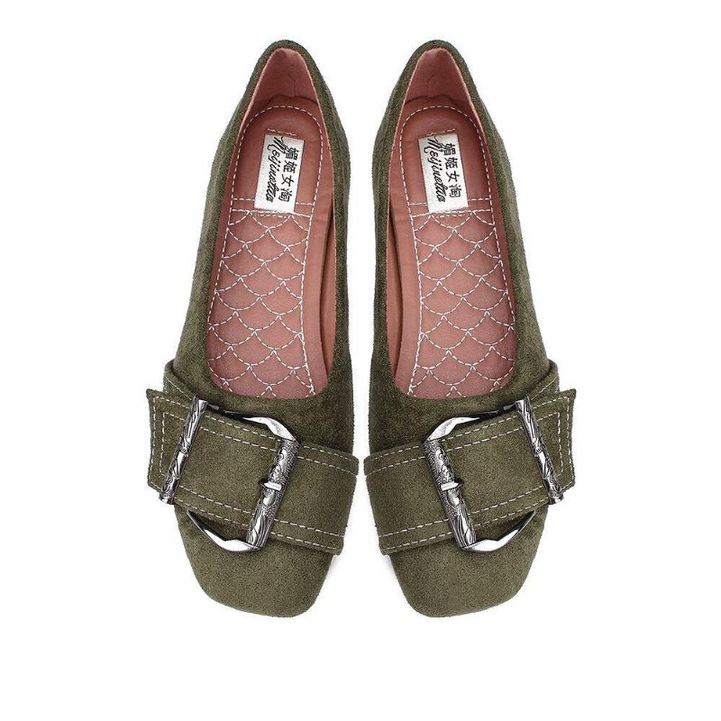 Kvinder Metal Decor Solid Color Slip On Flade Sko Loafers