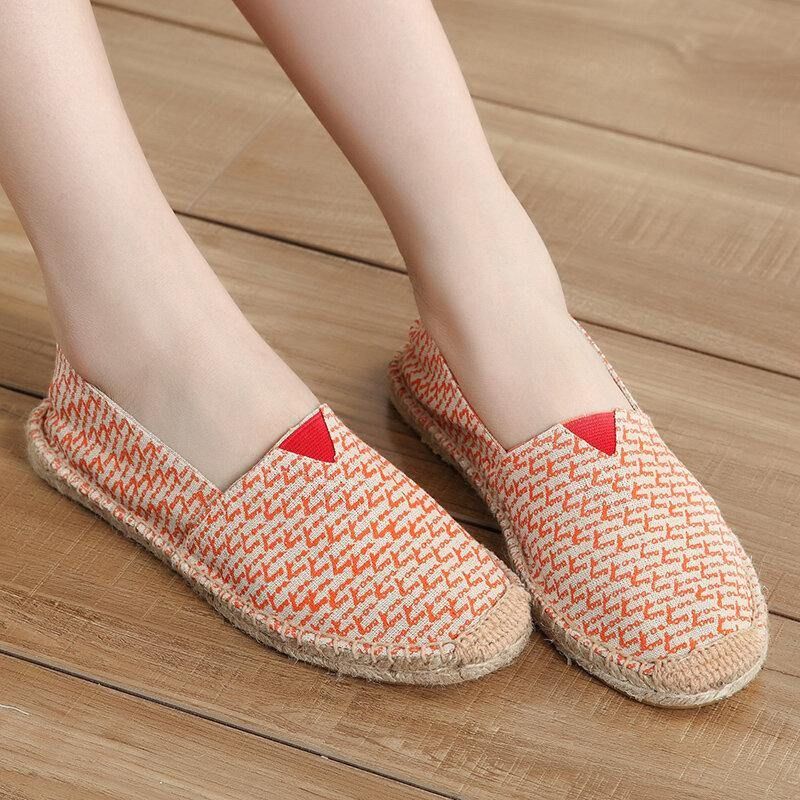 Kvinder Stor Størrelse Ensfarvet Slip-On Espadrilles Fisherman Flat Shoes