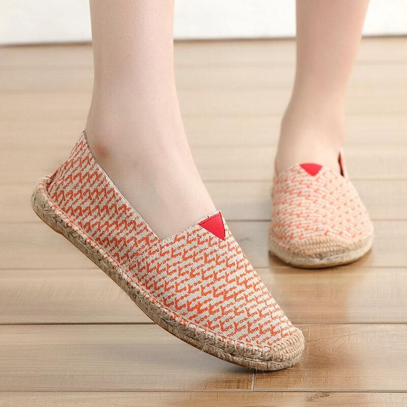 Kvinder Stor Størrelse Ensfarvet Slip-On Espadrilles Fisherman Flat Shoes