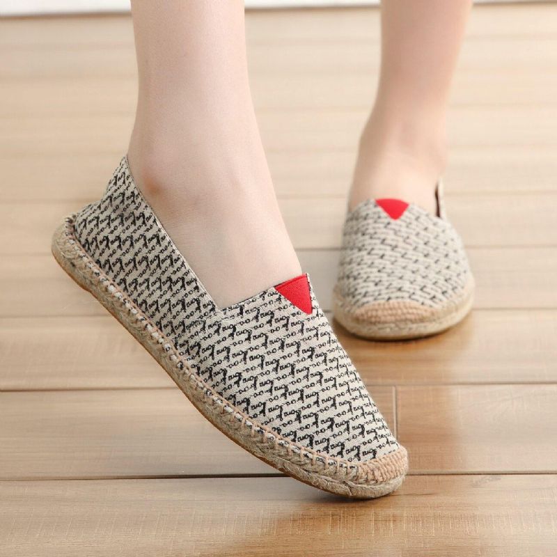 Kvinder Stor Størrelse Ensfarvet Slip-On Espadrilles Fisherman Flat Shoes