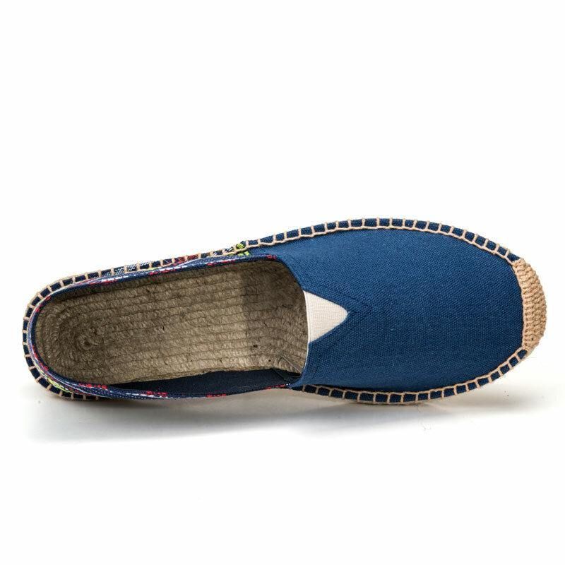 Kvinder Stor Størrelse Etnisk Stil Linned Slip-On Espadrille Fisherman'S Shoes