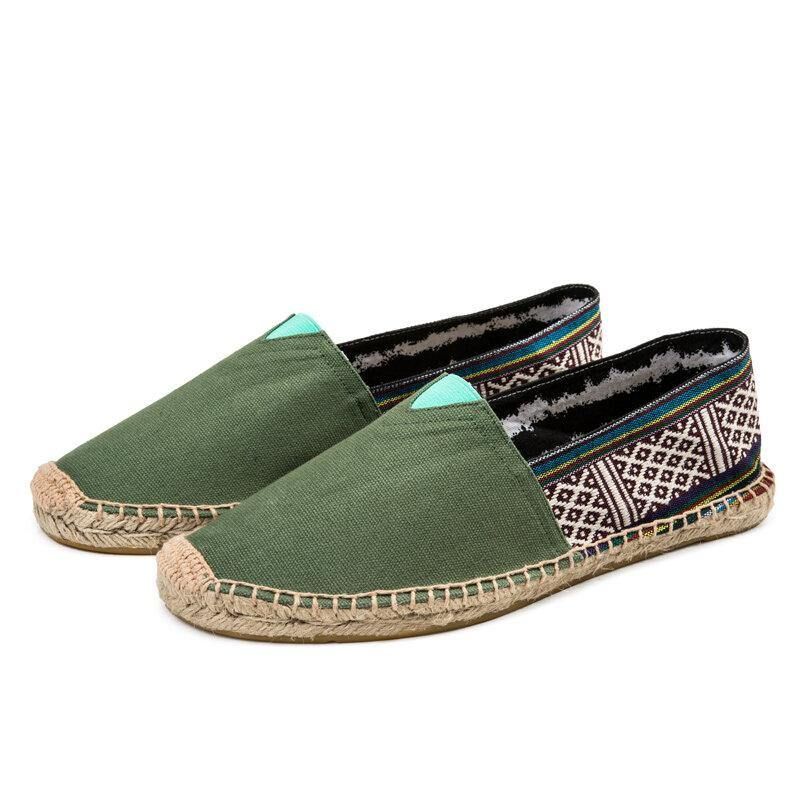 Kvinder Stor Størrelse Etnisk Stil Linned Slip-On Espadrille Fisherman'S Shoes