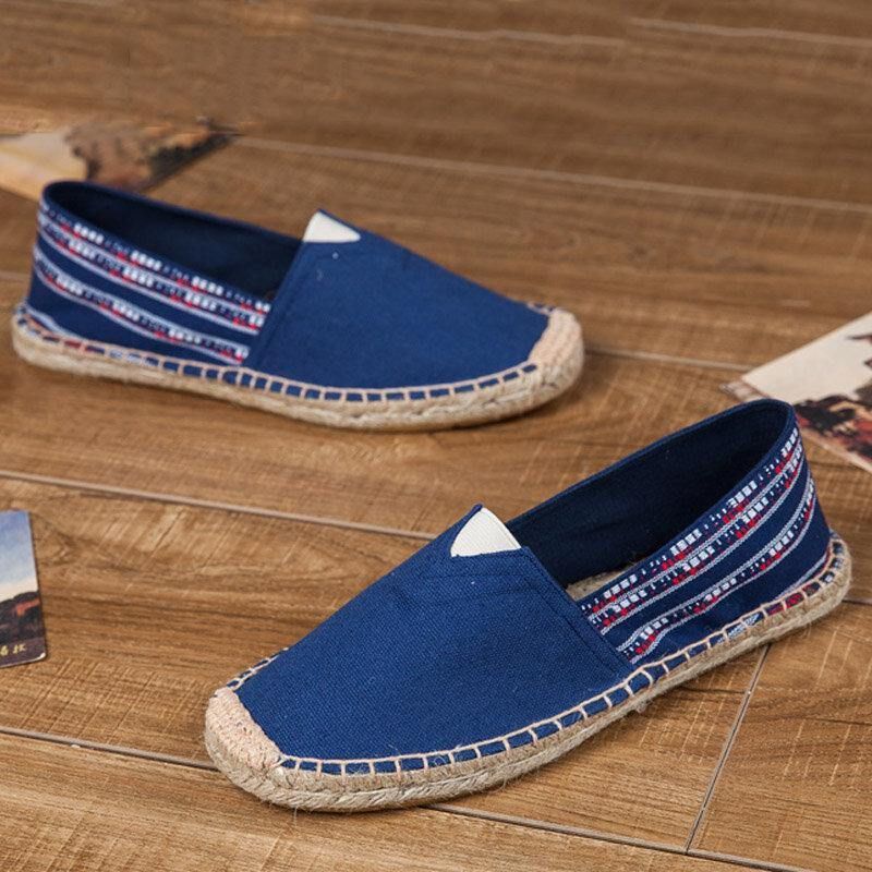 Kvinder Stor Størrelse Etnisk Stil Linned Slip-On Espadrille Fisherman'S Shoes