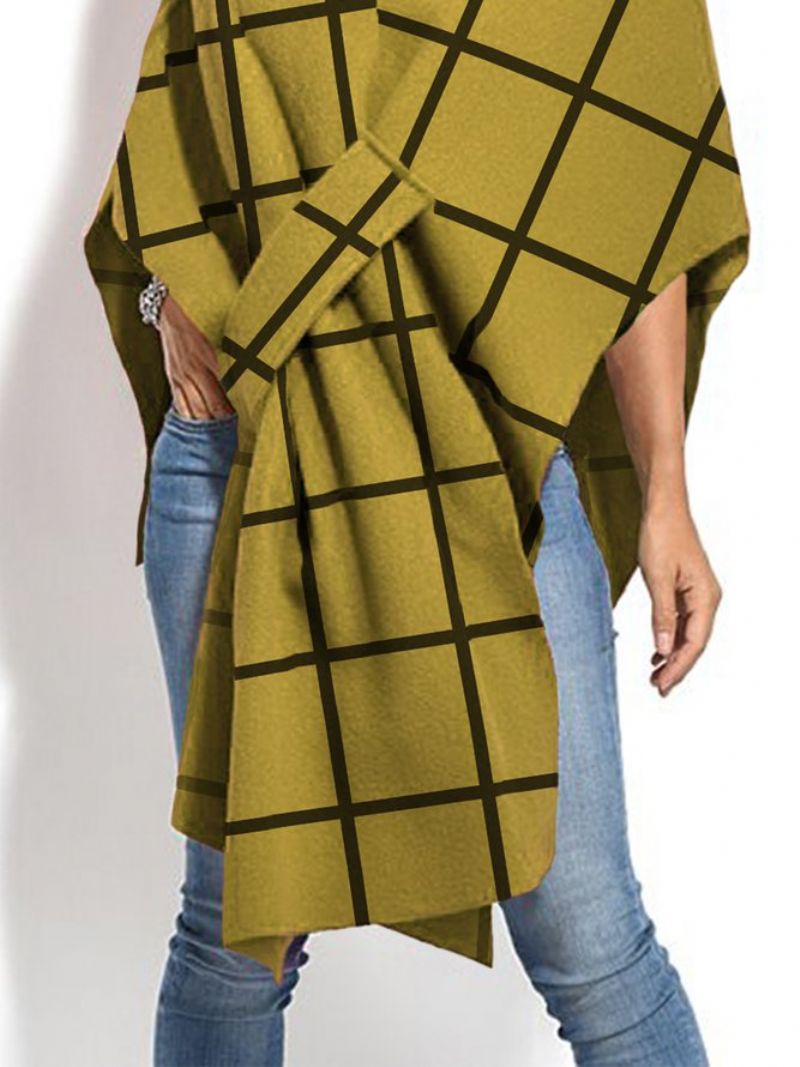 Casual Plaid Cross Neck Coat