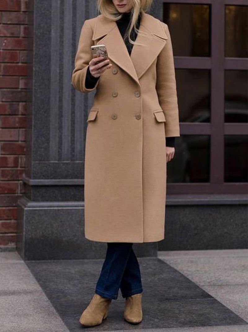 Langærmet Regular Fit Lapel Collar Overcoat