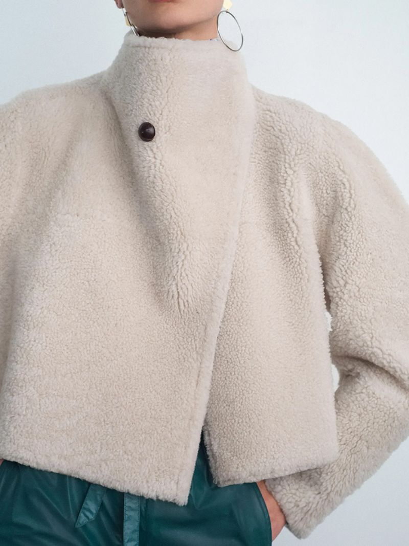 Løs Teddy Turtleneck Langærmet Jakke