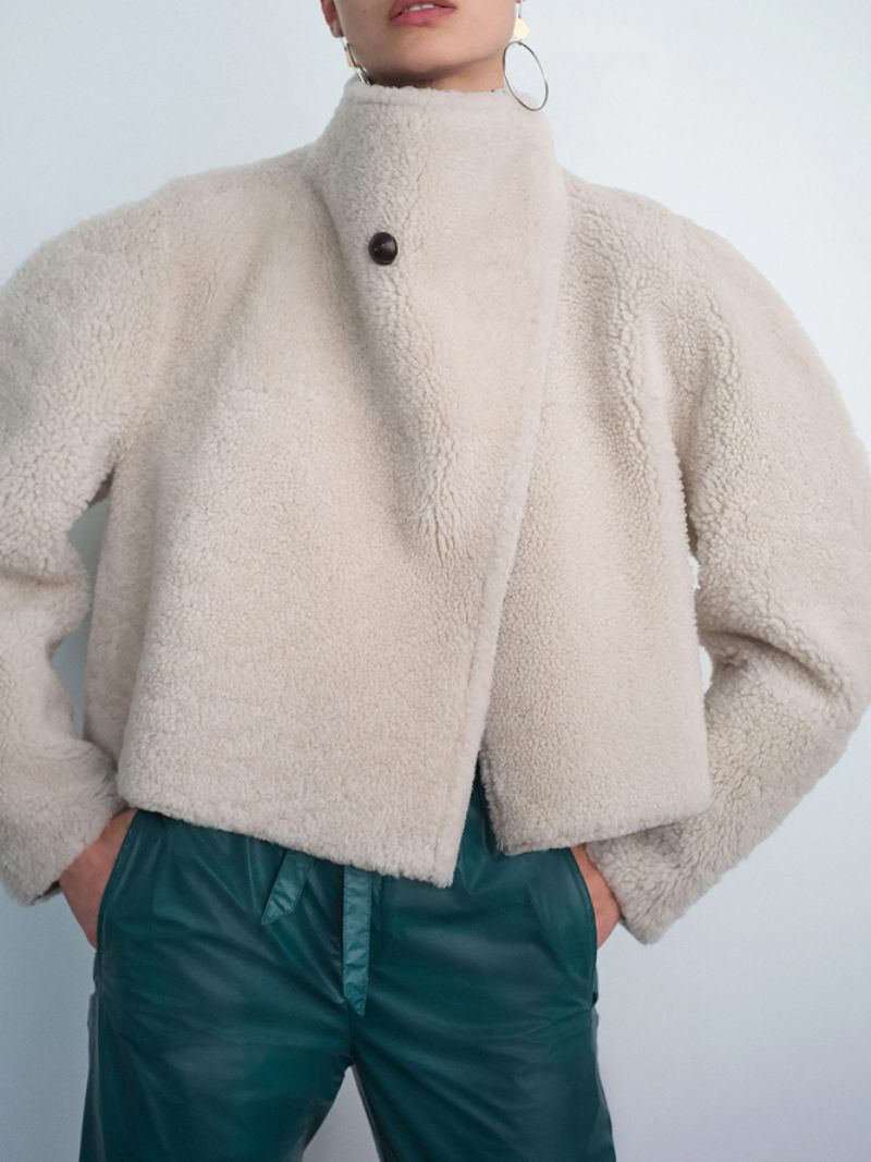 Løs Teddy Turtleneck Langærmet Jakke