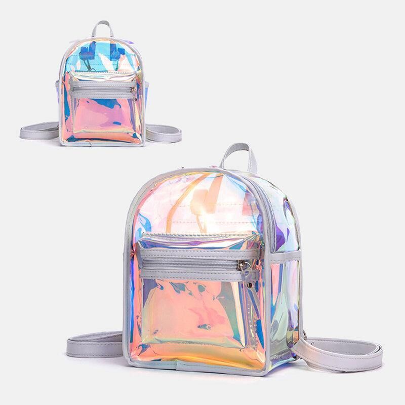 Kvinder 2 Stk Transparent Jelly Multi-Bære Mini Rygsæk Crossbody Taske Håndtaske