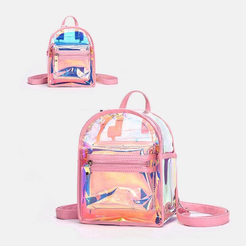 Kvinder 2 Stk Transparent Jelly Multi-Bære Mini Rygsæk Crossbody Taske Håndtaske