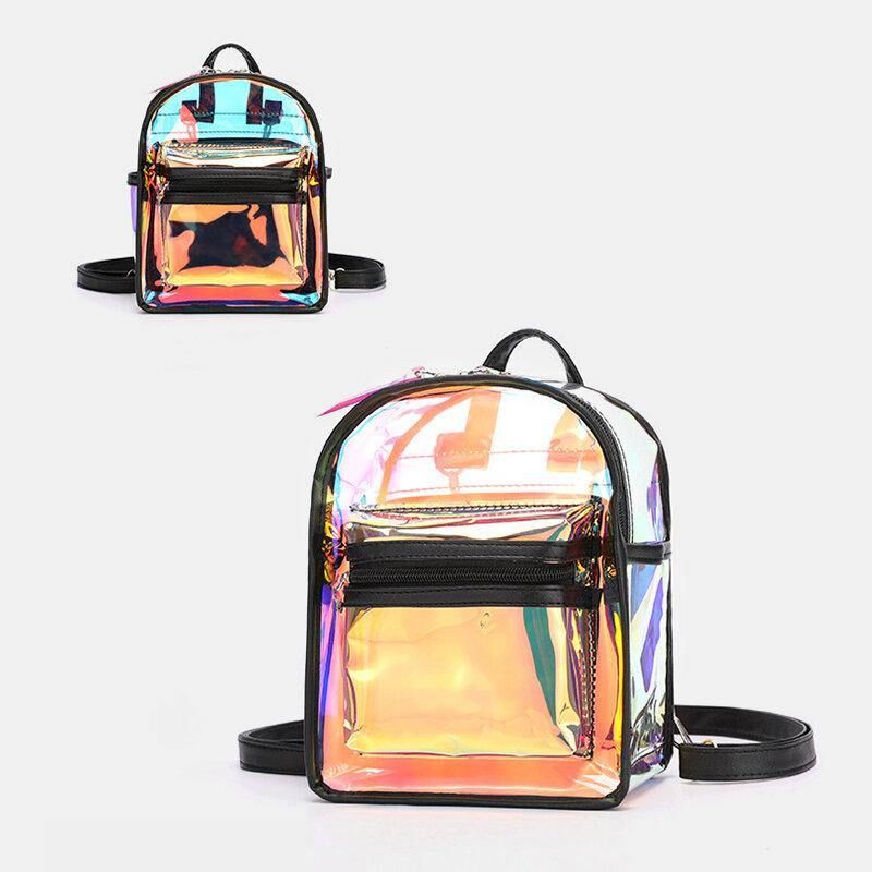 Kvinder 2 Stk Transparent Jelly Multi-Bære Mini Rygsæk Crossbody Taske Håndtaske