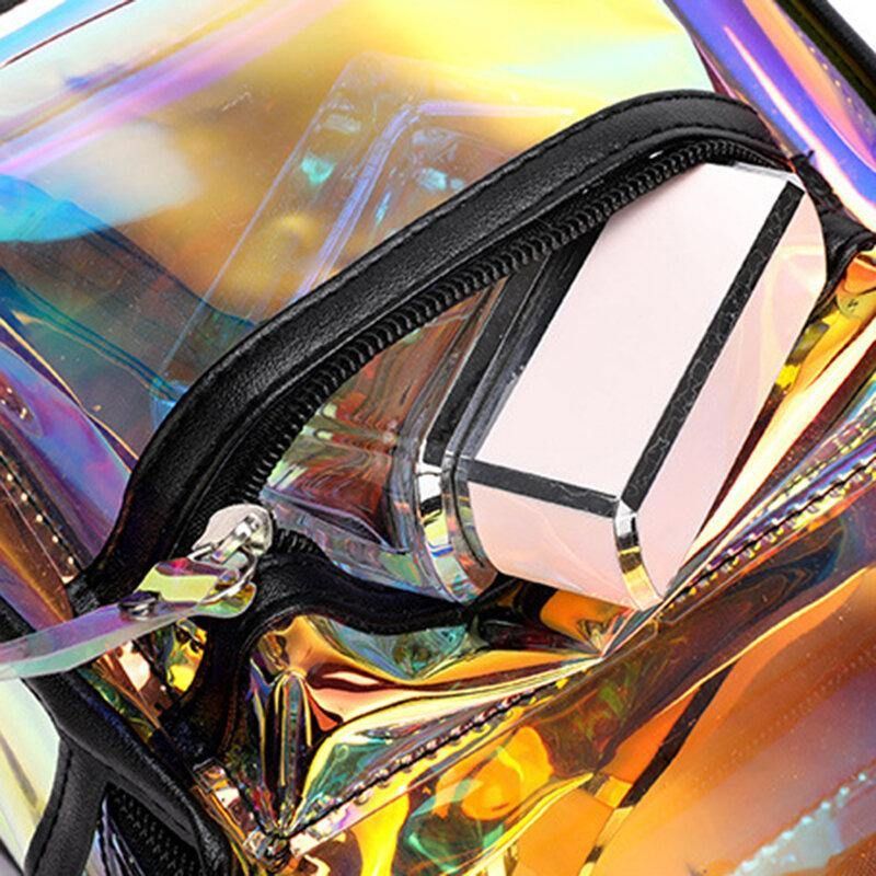 Kvinder 2 Stk Transparent Jelly Multi-Bære Mini Rygsæk Crossbody Taske Håndtaske